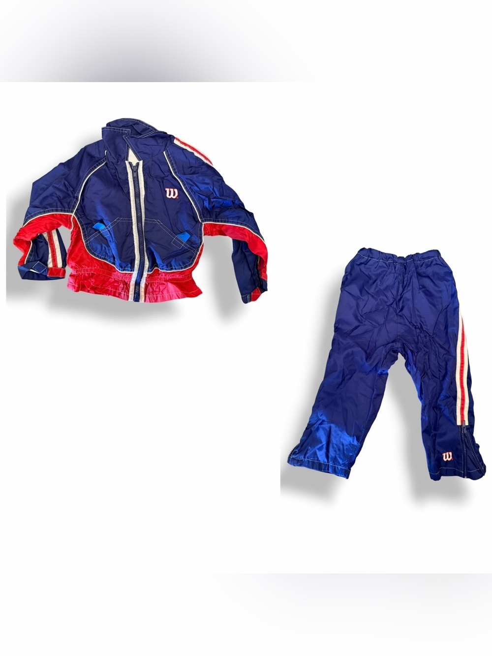 Vintage Wilson Windbreaker Jacket & Track Pants Set Blue & Red